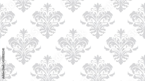 Grey Damask Pattern, Seamless Wallpaper Texture