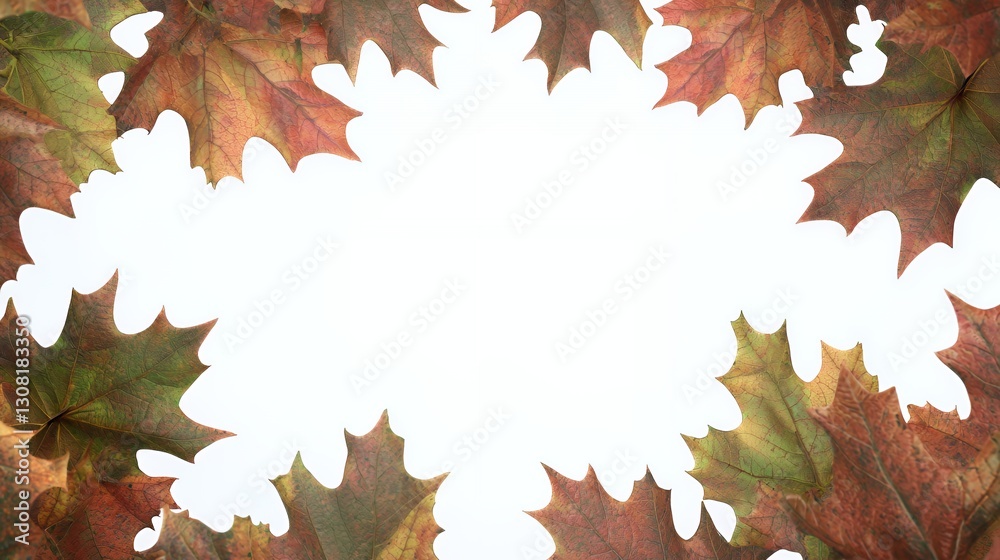 Fototapeta premium Autumn Maple Leaves Frame White Background