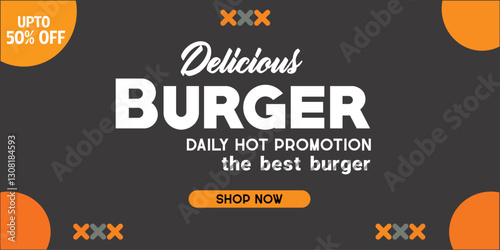 Burger special deal banner, homemade burger grill with chilli, food ad banner discount a.eps