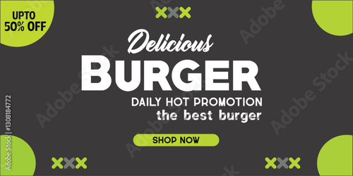 Burger special deal banner, homemade burger grill with chilli, food ad banner discount.eps