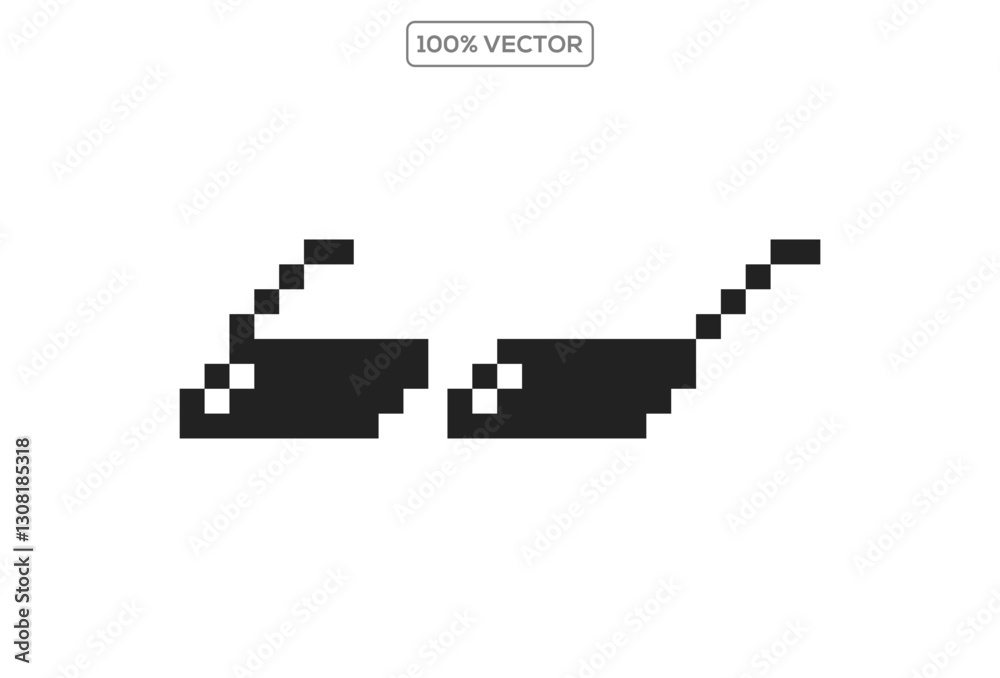  vector illustration of pixel glasses of thug life meme isolated on transparent background 2