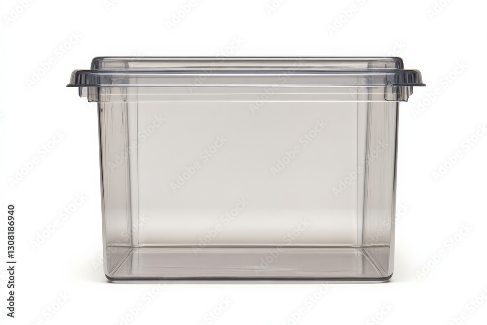 Empty Transparent Storage Box on White Background. Empty Transparent Storage Box on White Background.