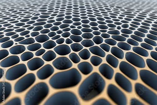 Complex polygonal mesh structure with flowing, connected open cells
