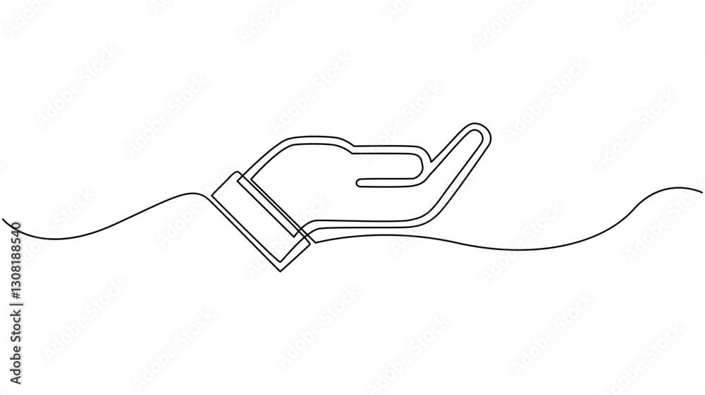 Obraz premium Continuous One line drawing of a hand offering help.