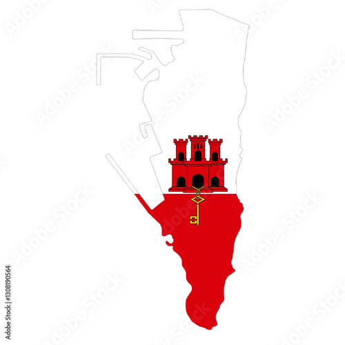 Gibraltar flag on the map