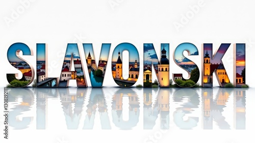 Slavonski brod letters City, Word illustration, travel and tourism in Croatia Attraction Wall Gift Decoration