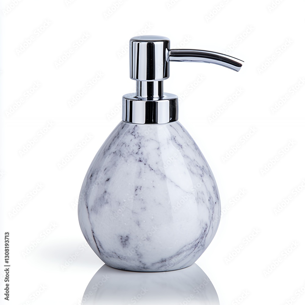 Obraz premium Elegant Marble Soap Dispenser with Chrome Pump for Modern Bathrooms, Generative AI.