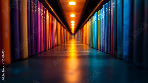 Exploring vibrant book collections library photography indoor perspective colorful shelves for learning enthusiasts