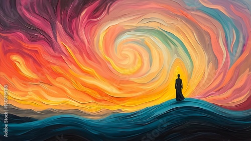 Exploring the whirlwind of emotions serene landscape abstract art vibrant sky artistic perspective