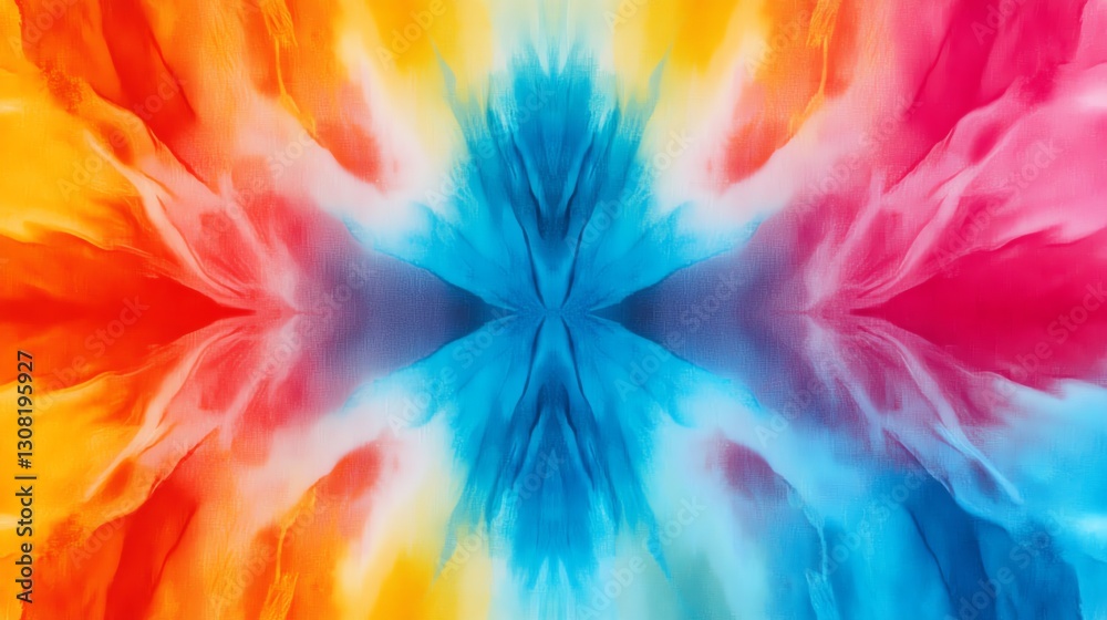 Obraz premium Vivid tiedye fabric pattern with bold color contrasts, bohemian abstract texture