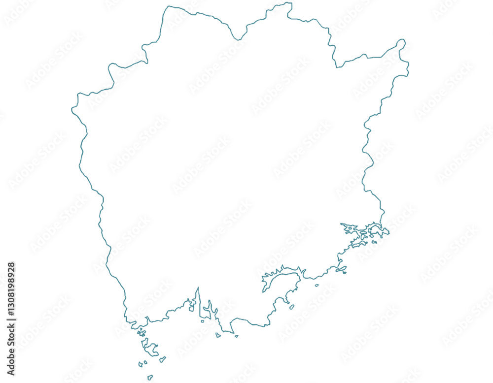 Obraz premium 岡山県 地図 白 イラスト