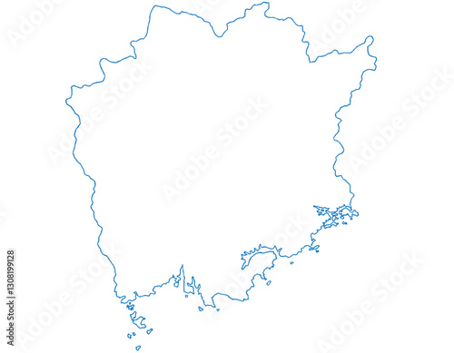 岡山県　地図　白　イラスト