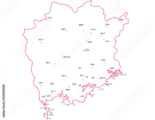岡山県　地図　白　斑点　イラスト