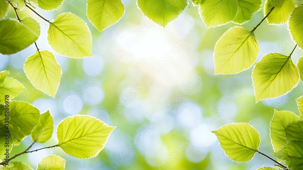 Bright Green Leaves Sunlight Nature Background Bright Green Leaves Sunlight Nature Background
