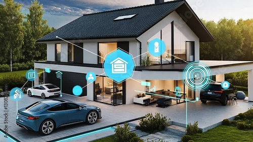 Smart Home Technology Showcase: Modern House with Integrated Automation System and Connectivity