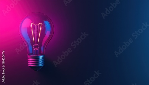 Illuminated lightbulb against vibrant gradient background.