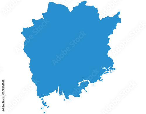 岡山県　地図　ブルー　イラスト