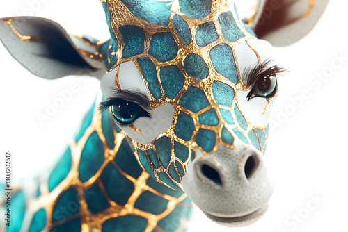 Artistic giraffe portrait studio setting digital art colorful environment close-up view creative concept