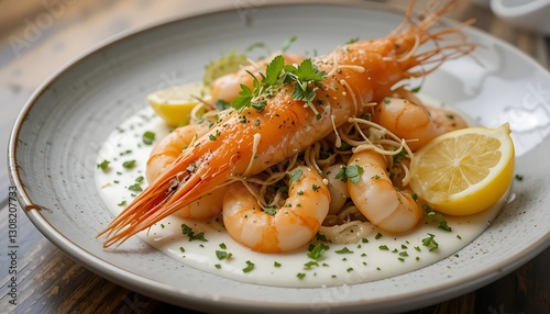 Succulent Shrimp Scampi with Lemon and Creamy Sauce