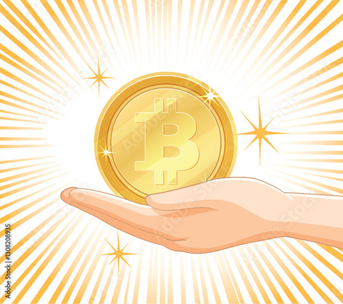 Hand Holding a Bitcoin Symbol