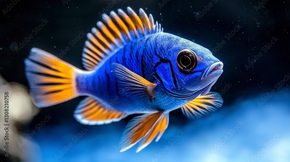 Fototapeta premium Vibrant Blue Tang Fish Ocean Life Aquatic Animal Underwater Scene Marine Wildlife Tro