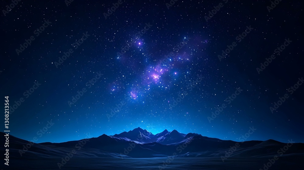 Fototapeta premium Majestic Night Sky with Stars and Mountains Understated Beauty