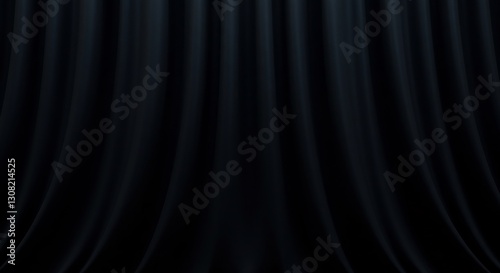 Dark Dramatic Velvet Curtains Softly Draped. AI Generated