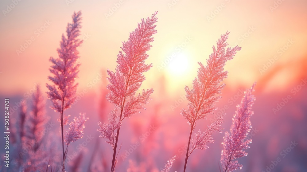 Fototapeta premium Frozen Grass at Sunrise