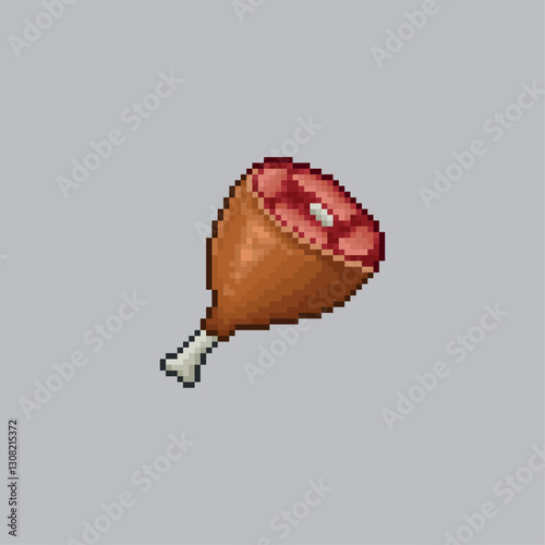Ham meat, pixel art food