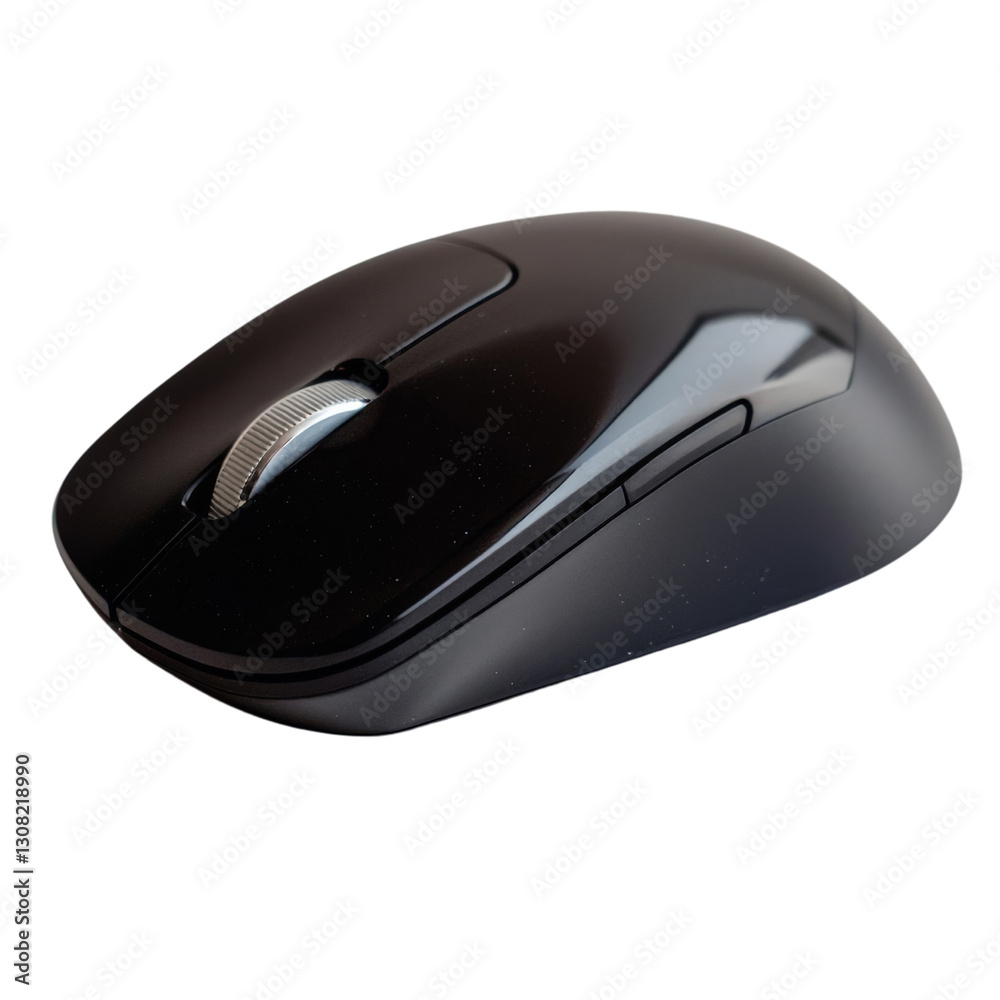 Computer mouse isolated on transparent background, PNG file, sleek design