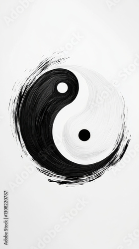 Yin Yang symbol with rough brush edges representing balance and harmony