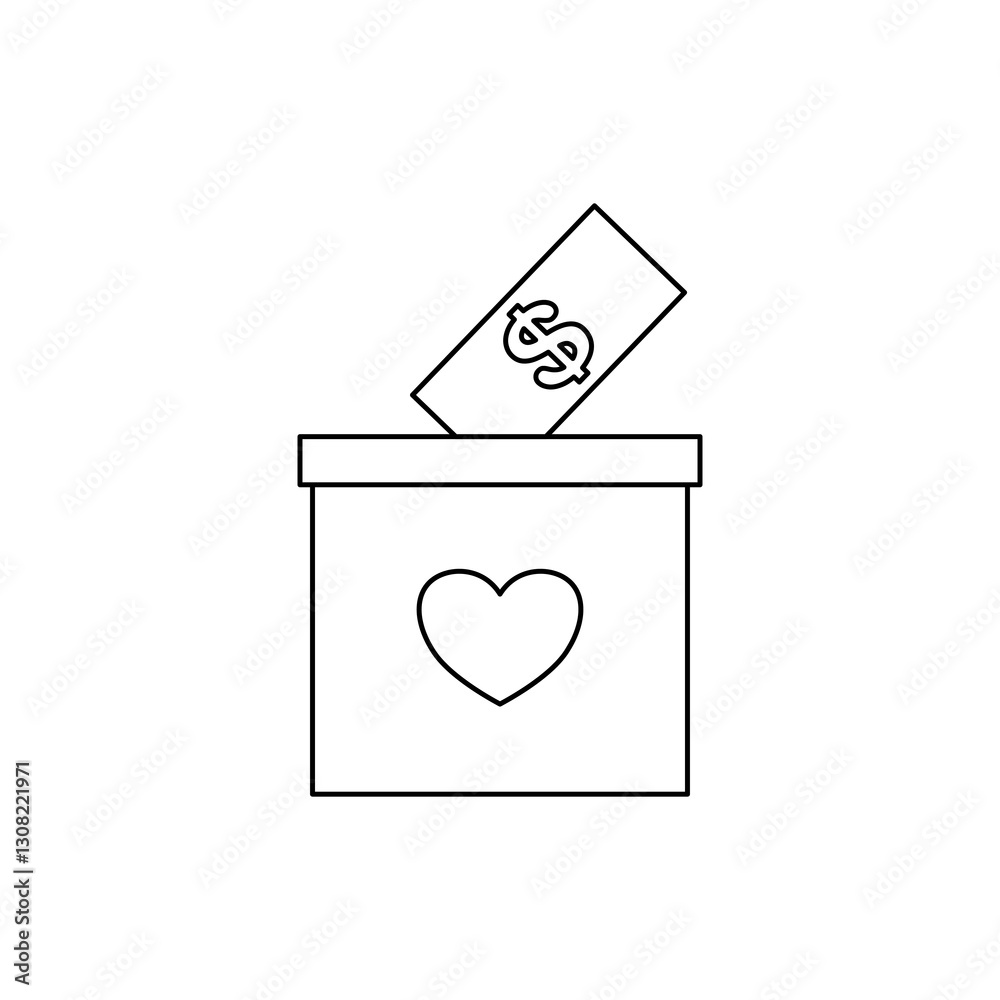 Donation Box Icon. Donation Box Vector Icon in line style design. Donation Box Symbol. Vector illustration. Donation Box Icon. Donation Box Vector Icon in line style design. Donation Box Symbol. Vector illustration.