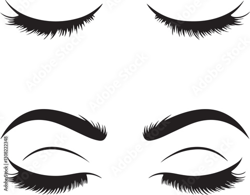 Eyelash silhouette vector on illustration. Black and white Eyelash Logo icon.