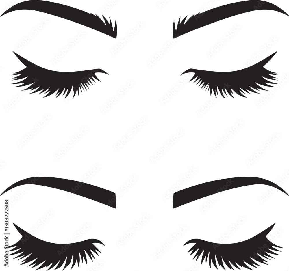 Eyelash silhouette vector on illustration. Black and white Eyelash Logo icon. Eyelash silhouette vector on illustration. Black and white Eyelash Logo icon.