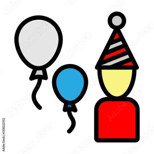 Birthday Bash Vector Filled Icon Design