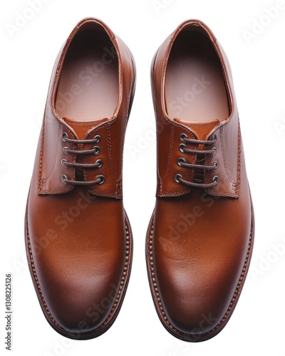 Pair of shoes isolated on transparent background, PNG file, top view