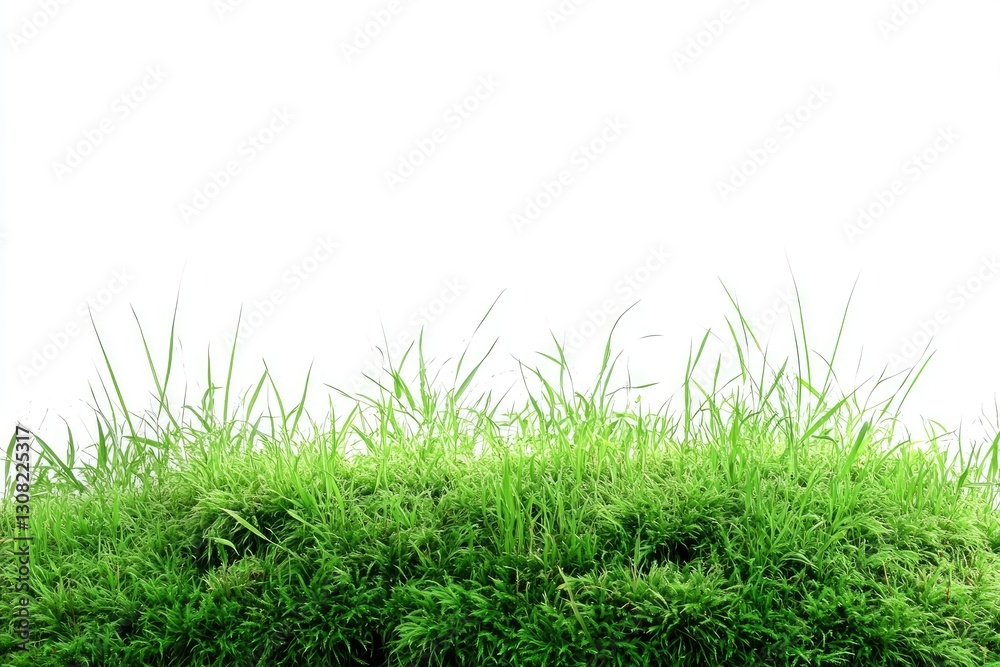 Vibrant Color Image of Green Moss with Grass Isolated on White Background, High Detail, 8K Vibrant Color Image of Green Moss with Grass Isolated on White Background, High Detail, 8K