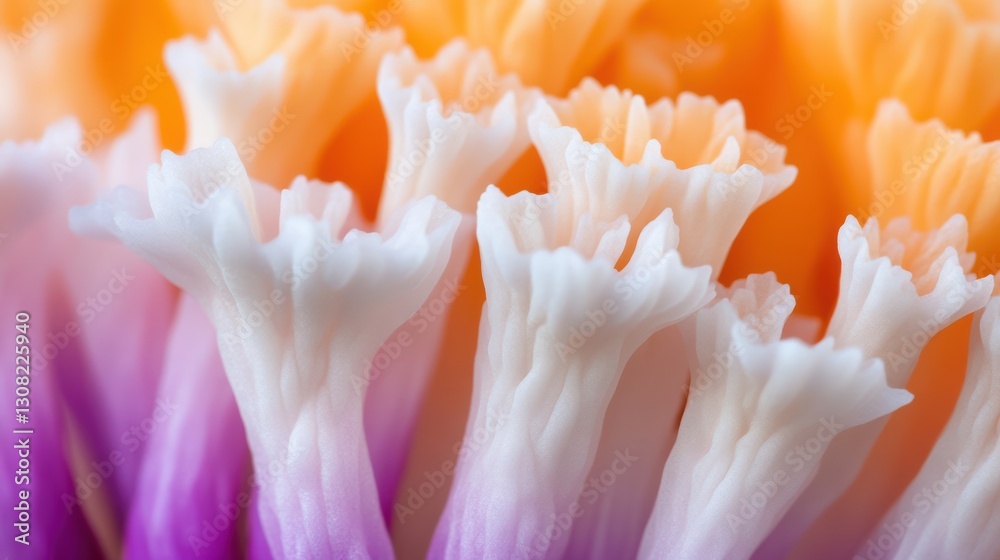 Fototapeta premium Macro Bloom: An intimate macro shot of a vibrant flower's intricate petals, showcasing a kaleidoscope of colors and delicate textures, evoking the freshness and beauty of spring.
