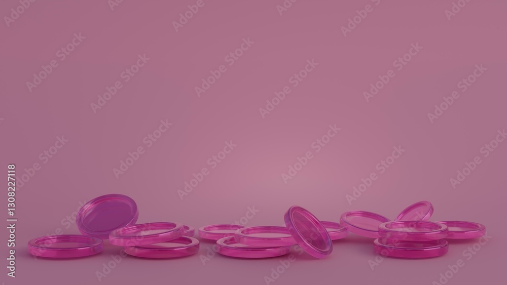 Crystal coil on pink background. Vector illustration.3d rendering. 3D illustration. Crystal coil on pink background. Vector illustration.3d rendering. 3D illustration.