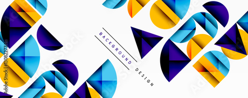 Abstract geometric pattern with intersecting circles and triangles in gradients. The high-contrast composition creates depth and a dynamic, modern aesthetic
