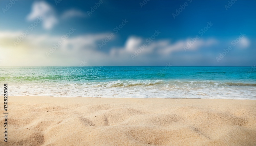 Fototapeta premium summer sandy beach with blur ocean on background