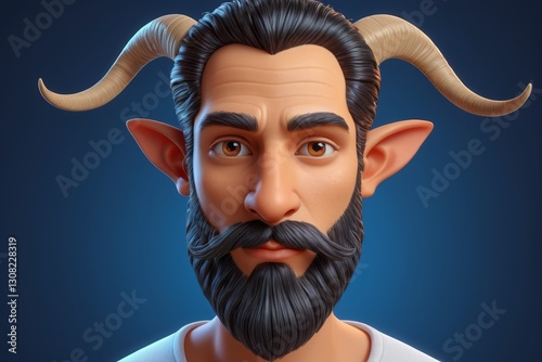 a close up of a man with a goat ' s head and a beard photo