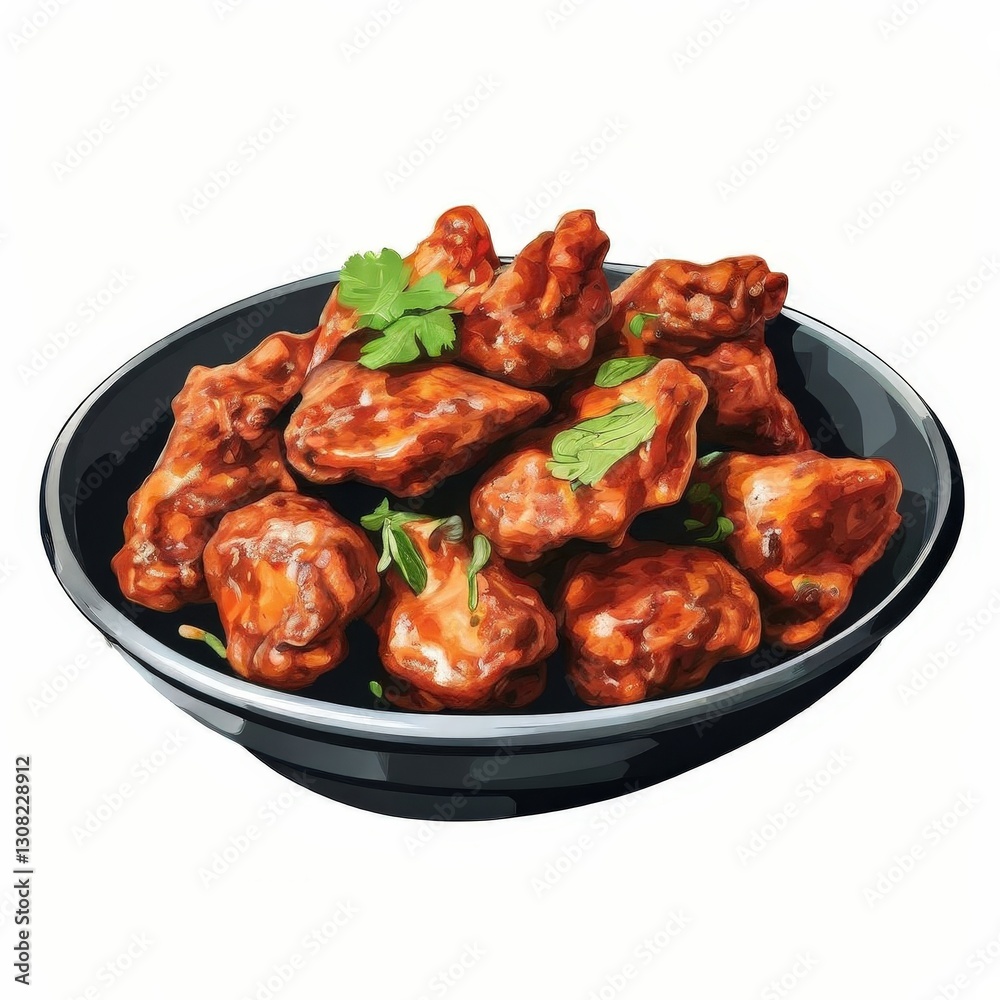 an AI Image Generator, Delicious Spicy Chicken Wings Garnished an AI Image Generator, Delicious Spicy Chicken Wings Garnished