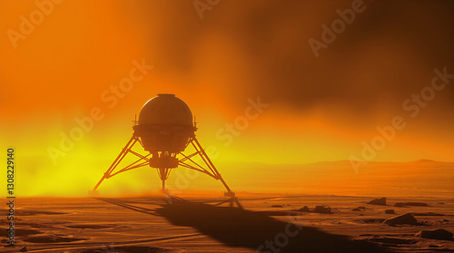 Soft dreamy depiction, lunar module emergency takeoff, warm golden light, lunar landscape