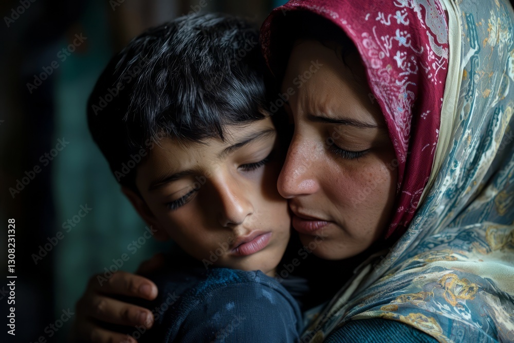 A mother comforts her son when he says he’s feeling hungry, reminding him of the reward of fasting. He nods and decides to stay strong A mother comforts her son when he says he’s feeling hungry, reminding him of the reward of fasting. He nods and decides to stay strong