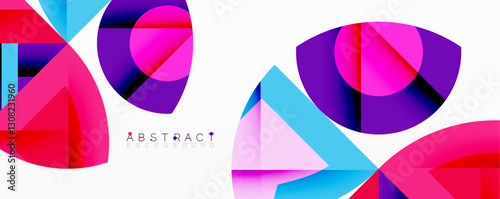 Abstract geometric artwork with interwoven angular and curved shapes, dynamic composition with smooth gradients and bold contrasts