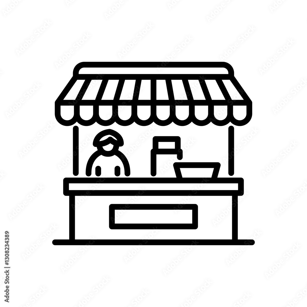 food stall icon vector, line style icon food stall icon vector, line style icon