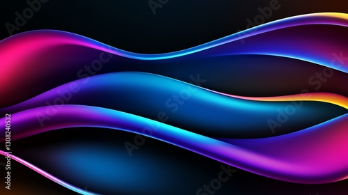 Futuristic neon gradient waves with smooth curves, modern abstract design background