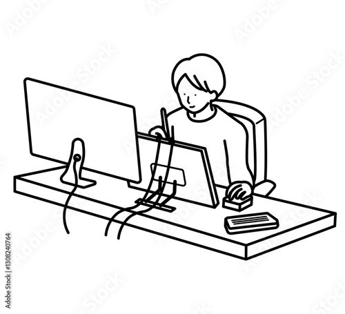 漫画制作をする人のイメージイラスト