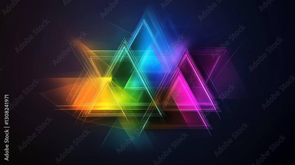 custom made wallpaper toronto digitalNeon triangles forming a geometric tunnel, dynamic futuristic abstract background